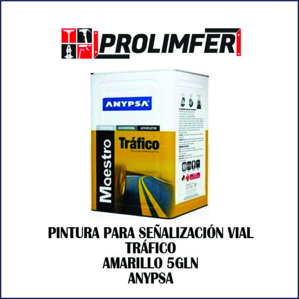 Pintura para señalización vial TRÁFICO amarillo 5gln - ANYPSA