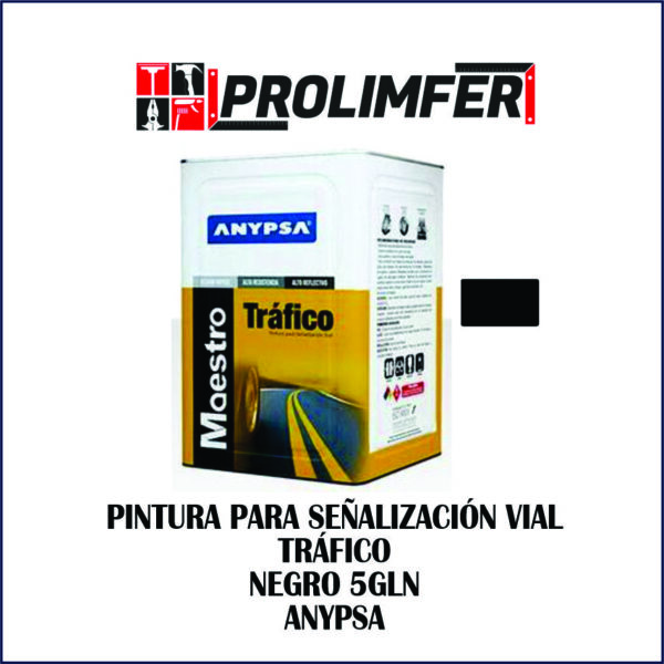 Pintura para señalización vial TRÁFICO negro 5gln - ANYPSA