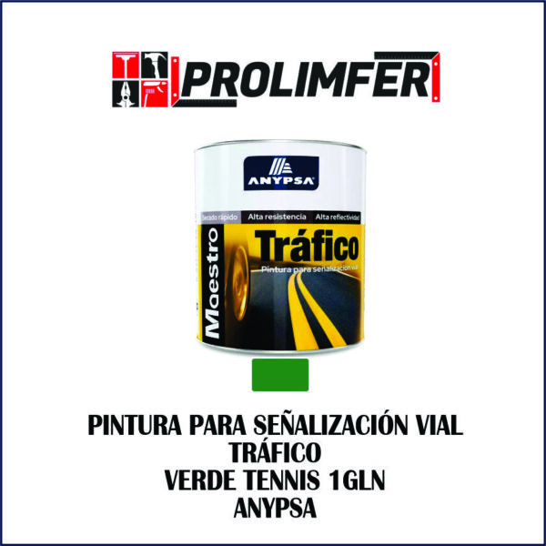 Pintura para señalización vial TRÁFICO verde tennis 1gln - ANYPSA