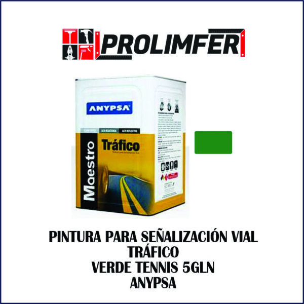 Pintura para señalización vial TRÁFICO verde tennis 5gln - ANYPSA