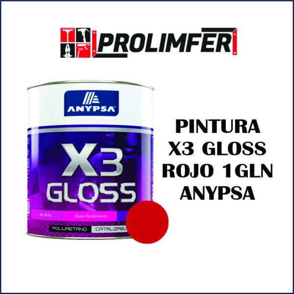 Pintura X3 gloss rojo 1gln - ANYPSA