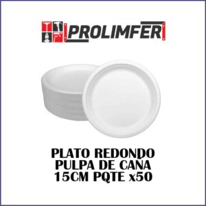 Plato redondo pulpa de caña 15cm pqte x50