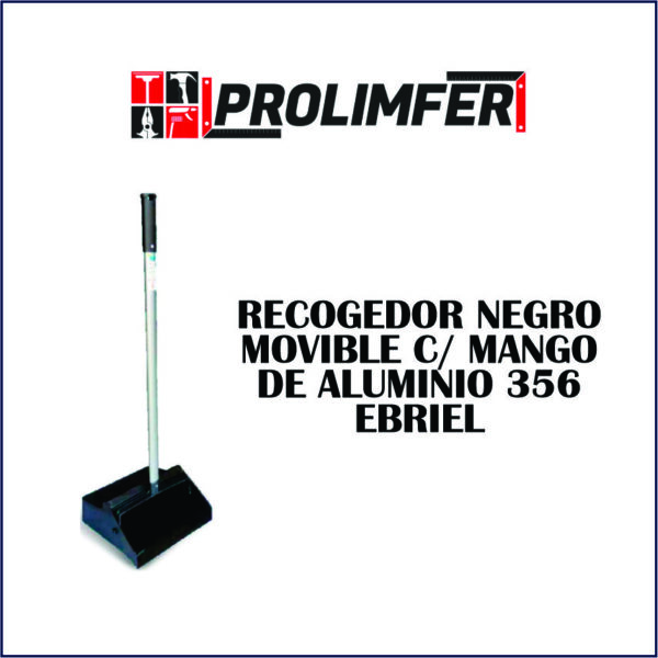 Recogedor negro movible con mango de aluminio 356 - EBRIEL