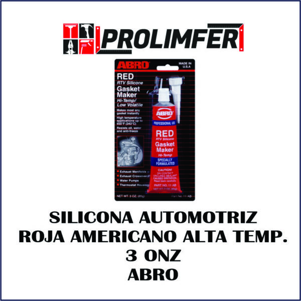 Silicona automotriz roja americano alta temperatura 3oz - ABRO