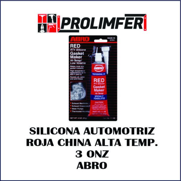 Silicona automotriz roja chino alta temperatura 3oz - ABRO