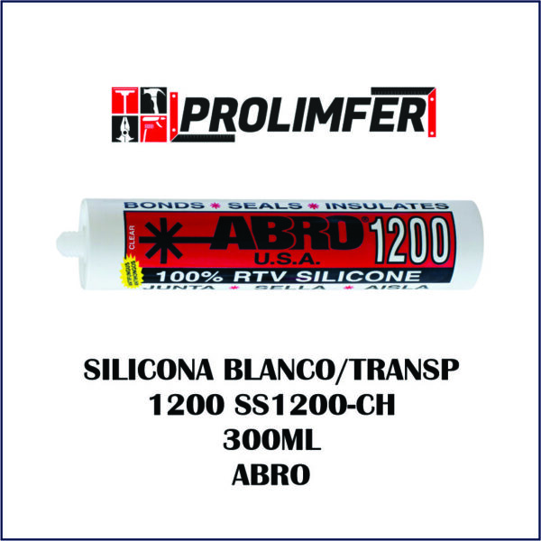 Silicona blanca-transparente 1200 SS1200-CH 300ml - ABRO