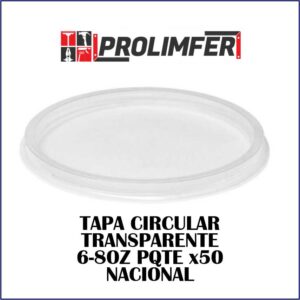 Tapa circular transparente 6-8oz pqte x50