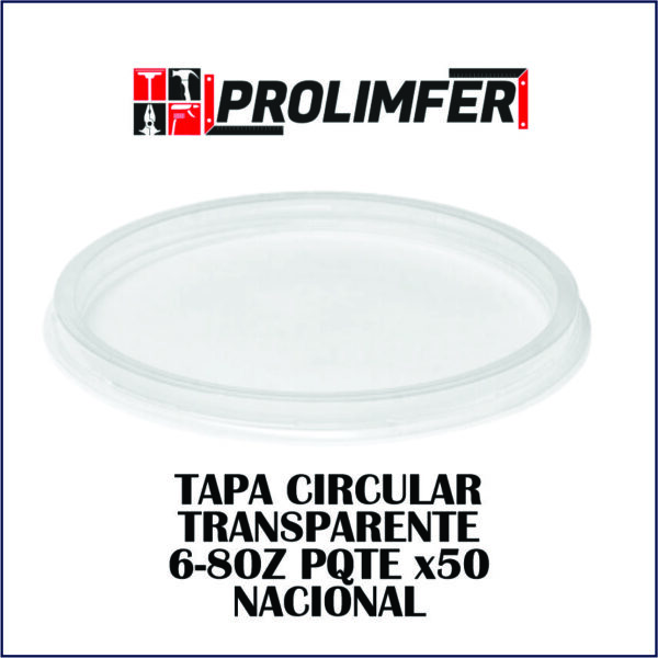 Tapa circular transparente 6-8oz pqte x50