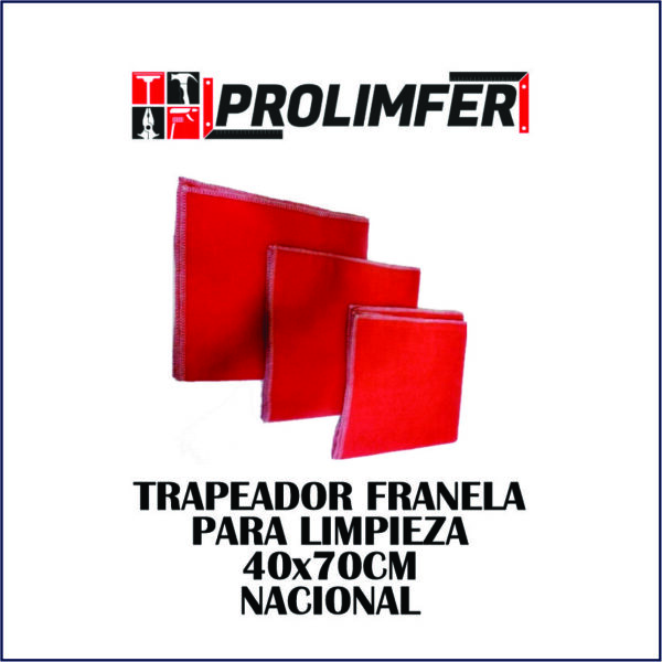 Trapeador de franela para limpieza 40x70cm - NACIONAL