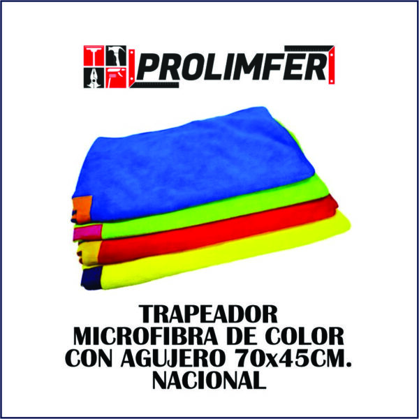 Trapeador microfibra de color con agujero 70x45cm - NACIONAL