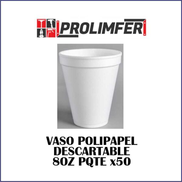 Vaso polipapel descartable 8oz pqte x50