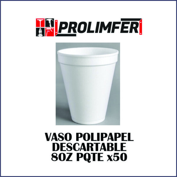 Vaso polipapel descartable 8oz pqte x50