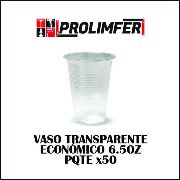 Vaso transparente económico 6.5oz pqte x50