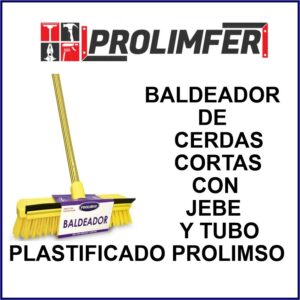 Baldeador cerdas cortas con jebe y tubo plastificado - PROLIMSO