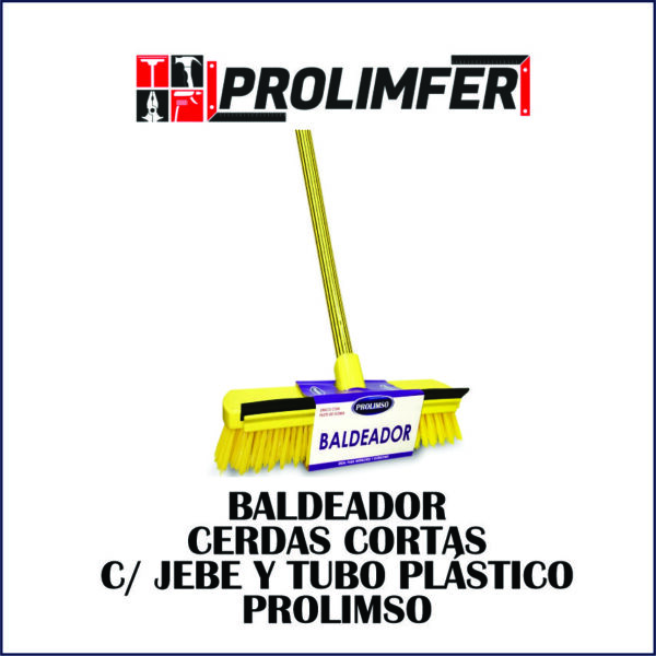 Baldeador cerdas cortas con jebe y tubo plastificado - PROLIMSO