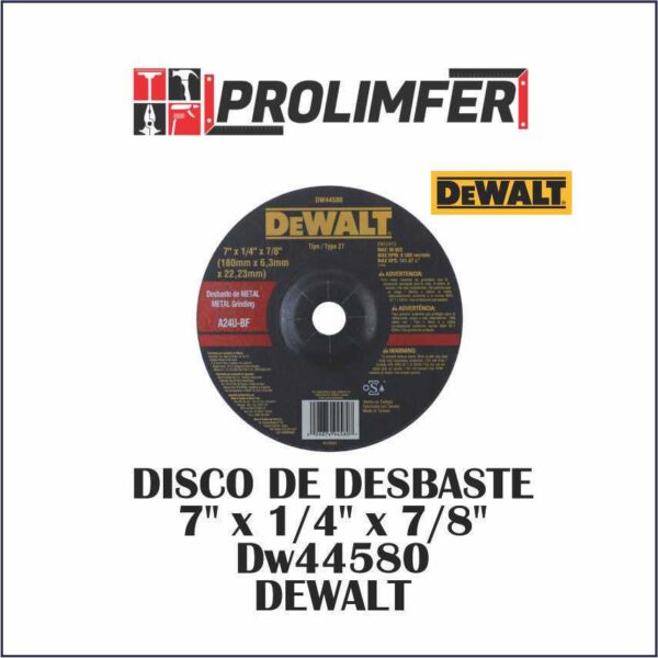 Disco de desbaste 7" x 1/4" x 7/8" Dw44580 - DEWALT