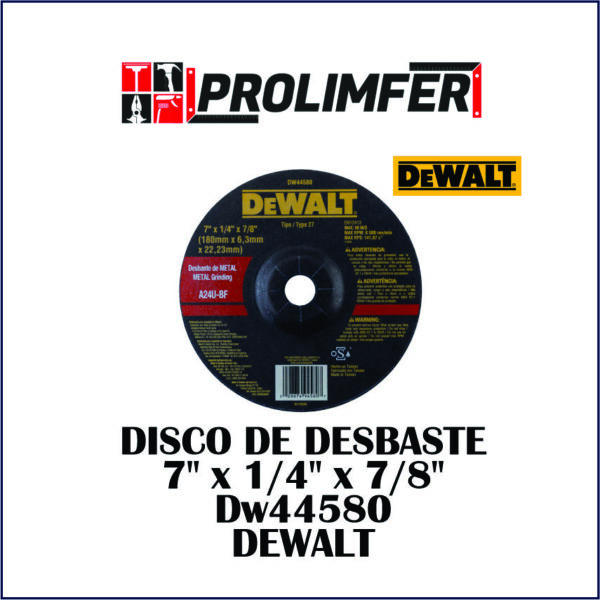 Disco de desbaste 7" x 1/4" x 7/8" Dw44580 - DEWALT