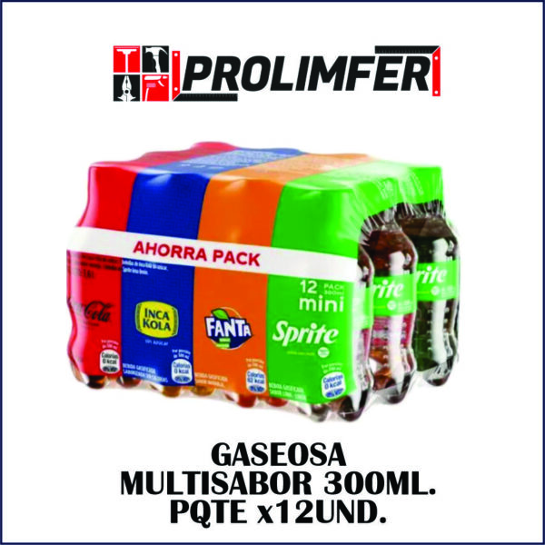 Gaseosa multisabor 300ml pqt x12und