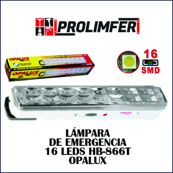 Lámpara de emergencia 16 leds HB-866T - OPALUX