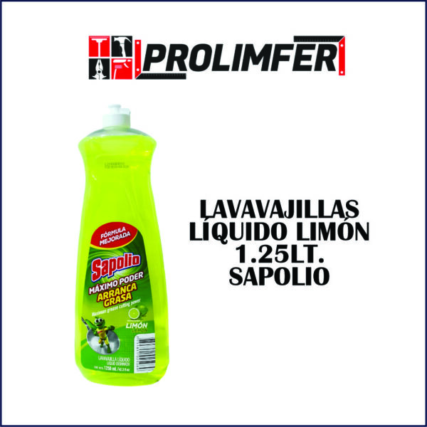 Lavavajilla líquido limón 1.25lt - SAPOLIO