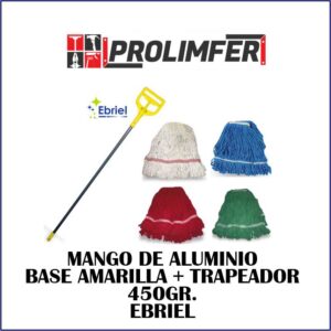 Mango de aluminio base amarilla + trapeador 450gr - EBRIEL