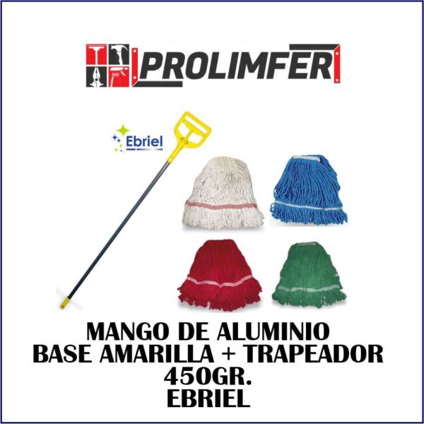 Mango de aluminio base amarilla + trapeador 450gr - EBRIEL