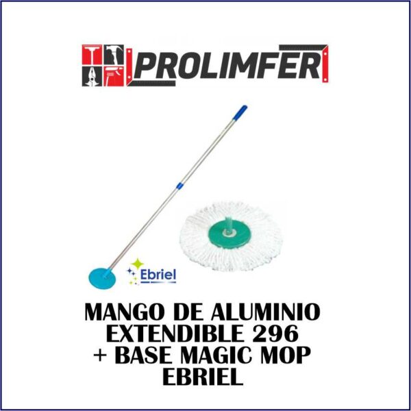 Mango de aluminio extendible 296 + base magic mop - EBRIEL