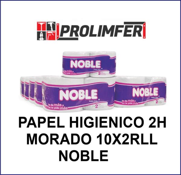 Papel higiénico morado doble hoja 2rollos pqte x10 - NOBLE