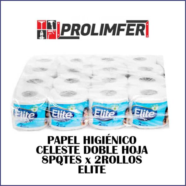 Papel higiénico celeste doble hoja 8pqts x2rollos - ELITE