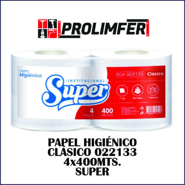 Papel higiénico clásico 022133 4x400mts - SUPER