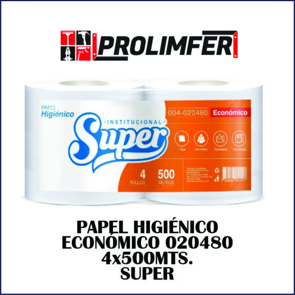 Papel higiénico económico 020480 4x500mts - SUPER