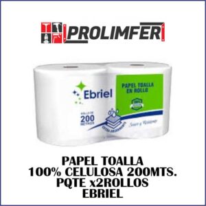 Papel toalla 100% celulosa 200mts pqte x2rollos - EBRIEL