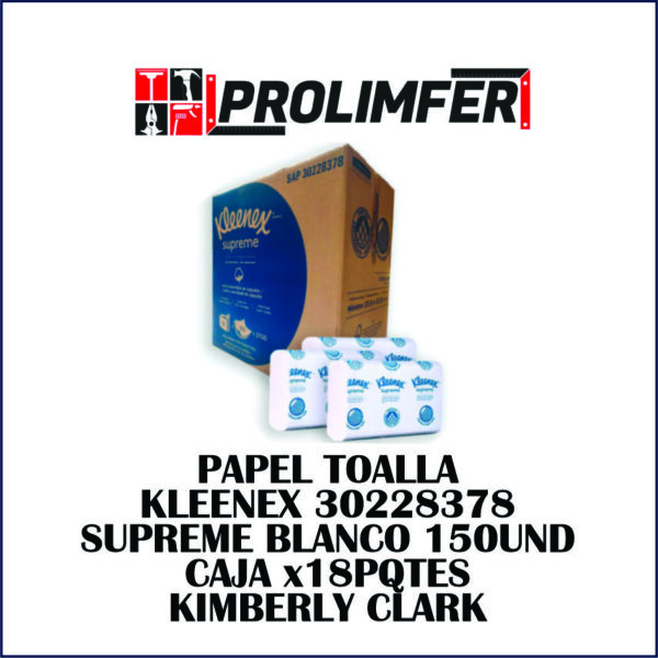 Papel toalla Kleenex 30228378 Supreme blanco 150und caja x18pqtes - KIMBERLY CLARK