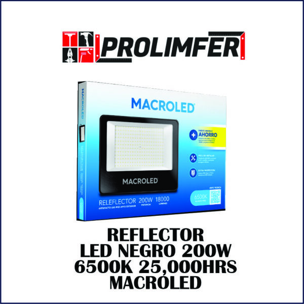 Reflector led negro 200w 6500k 25,000hrs - MACROLED