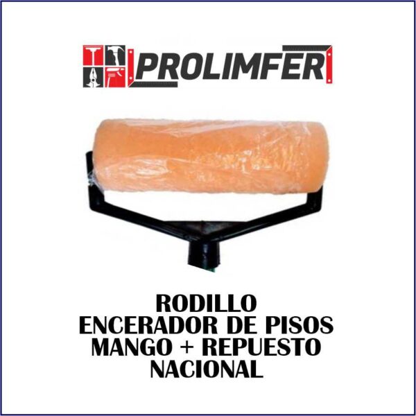 Rodillo encerador de pisos mango + repuesto - NACIONAL