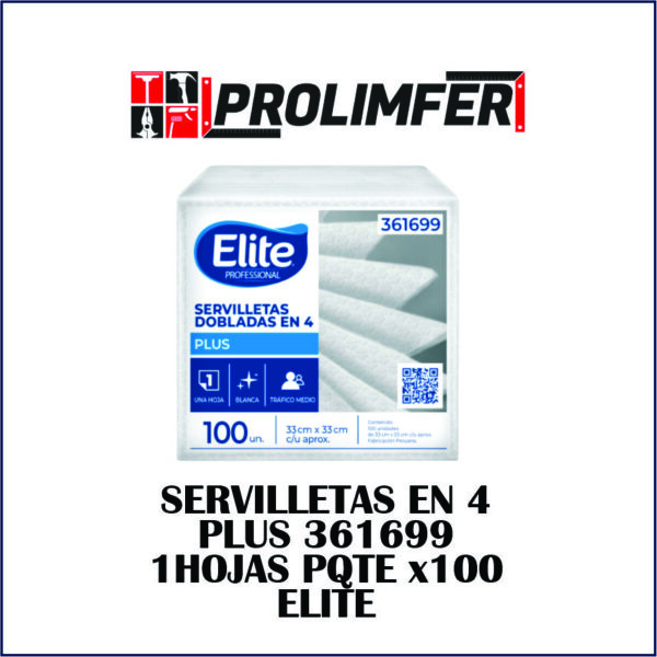 Servilletas en 4 plus 361699 1hoja pqt x100 - ELITE