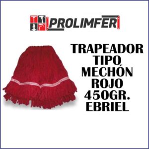 Trapeador tipo mechón repuesto rojo 450gr - EBRIEL