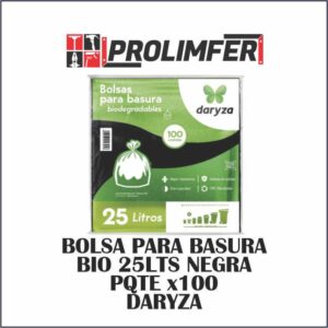 Bolsa para basura bio 25lts negra pqt x100 - DARYZA