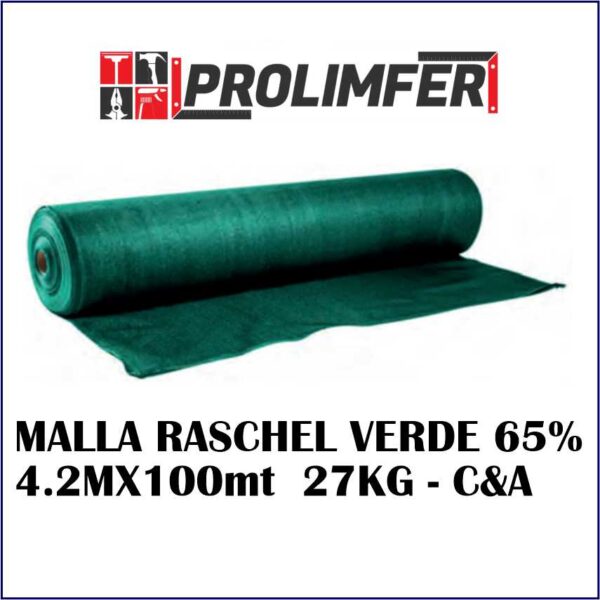 Malla Raschel verde 65% 4.2mx100mts 27kg - C&A