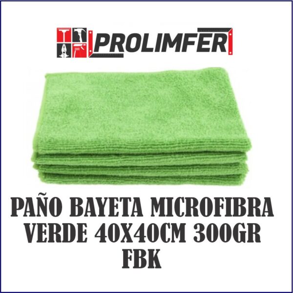 Paño bayeta microfibra verde 40x40cm 300gr - FBK