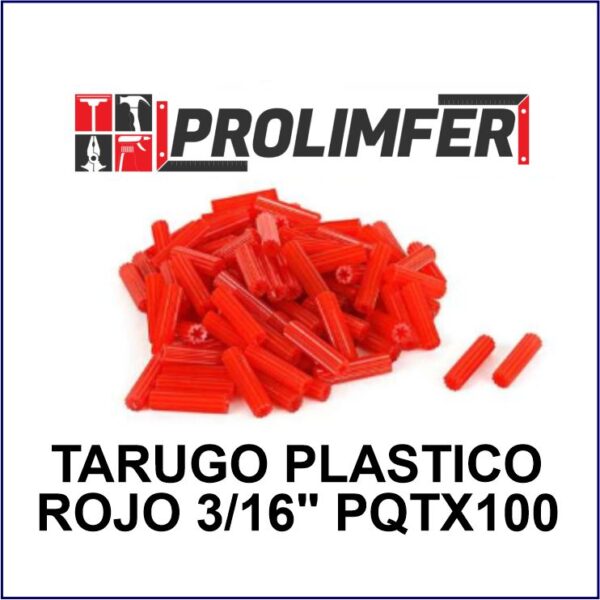 Tarugo plástico rojo 3/16" pqtx100