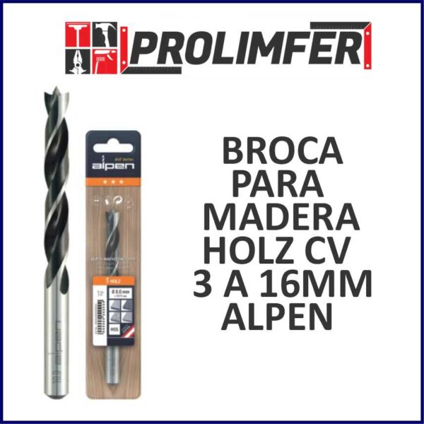 BROCA PARA MADERA HOLZ CV DE 3 A 16MM - ALPEN