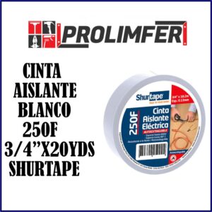 Cinta aislante blanco 250f 3/4" x20yds - SHURTAPE