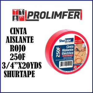 Cinta aislante rojo 250f 3/4"x20yds - SHURTAPE