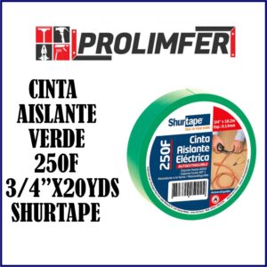 Cinta aislante verde 250f 3/4"x20yds - SHURTAPE