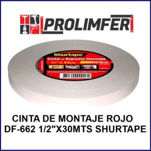 Cinta de montaje rojo df-662 1/2"x30mts - SHURTAPE